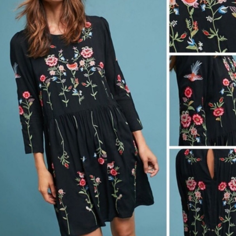 Maeve for Anthropologie floral embroidered dress